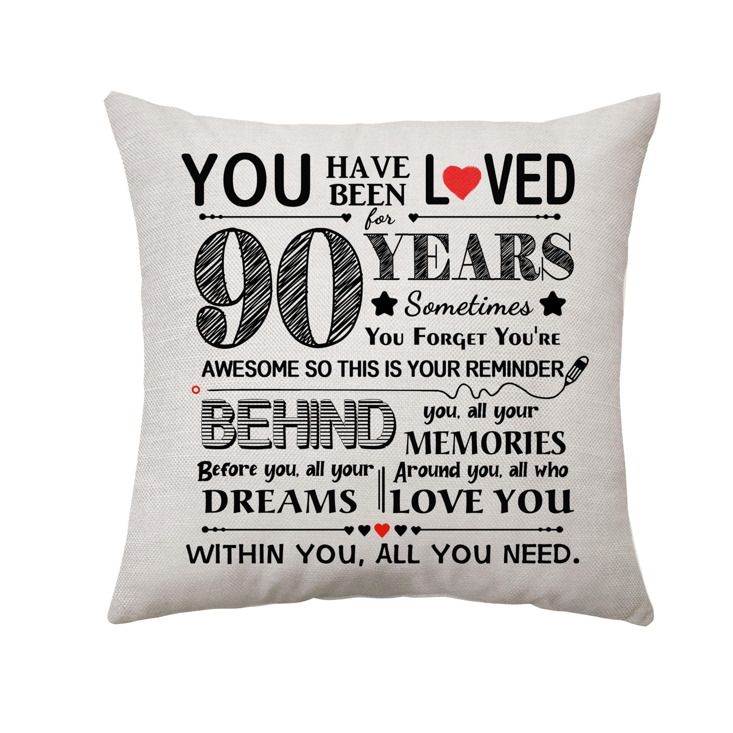 Cheers To 90Th Gifts For Women Birthday Decor Throw Pillow Cover Gift For 90 Years Old Men Pillowcase Birthday Keepsake Happy Bi