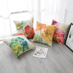 Artscope Set Of 4 Waterproof Throw Pillow Covers 16X16 Inches, Hydrangea And Lotus Pattern Decorative Cushion Covers, Perfect To Outdoor Patio Garden Living Room Sofa Farmhouse Decor