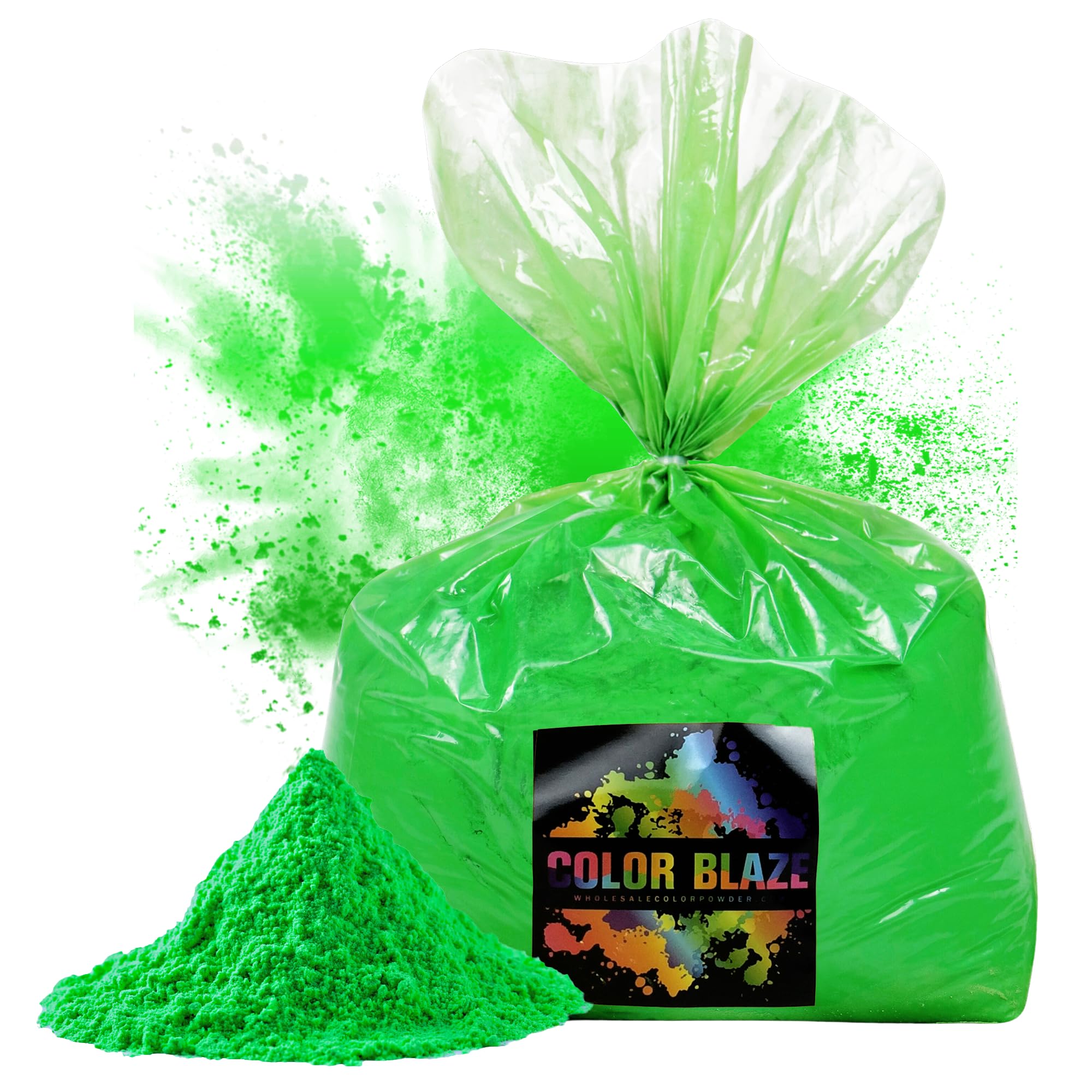 Color Blaze Holi Colored Powder - 5 lbs of Green Powdered Color - for Fun Runs, Color Toss, Rangoli, Powder War, Backyard Party 