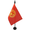 Kyrgyzstan Table Flag 4' X 6' - Kyrgystani Desk Flag 15 X 10 Cm - Black Plastic Stick And Base - Az Flag