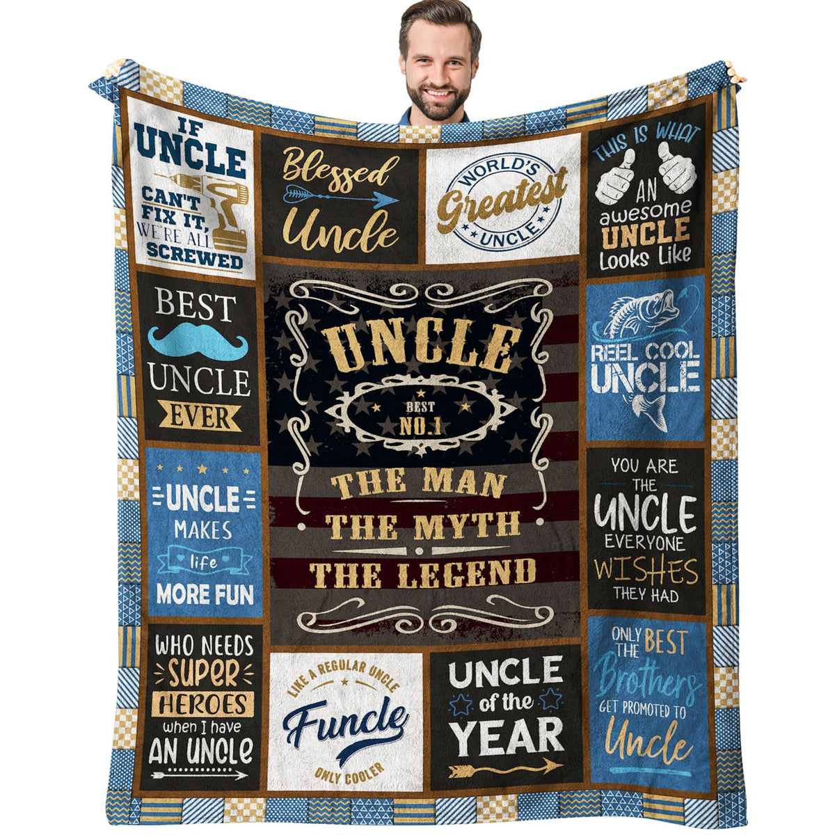 Siklty Uncle Gifts Throw Blanket 60' X 50', Birthday Gifts For Uncle, Best Uncle Gift From Niece, Cool Uncle Gifts From Nephew