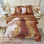Perfemet 6 Pcs Marble Comforter Set California King Watercolor Tie Dye Printing Bedding With Sheets Abstract Artwork Brown And G