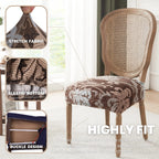 Searchi Stretch Dining Chair Seat Covers Set Of 2, Soft Removable Washable Seat Covers For Dining Chairs, Dining Room Seat Cover Protector (Rear-Covered, Brown)