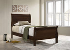 Coaster Home Furnishings Louis Philippe Traditional Bedroom Wooden Twin Size Sleigh Bed Frame 47-Inch Panel Headboard Cappuccino Brown 202411T