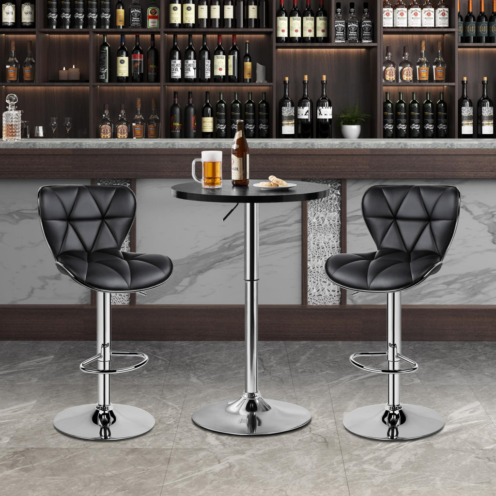 Yaheetech Round Bar Table, Adjustable Height And 360° Swivel Pub Tables, Cocktail Table With Mdf Top, Silver Leg Base For Bar, Bistro, Café, Black