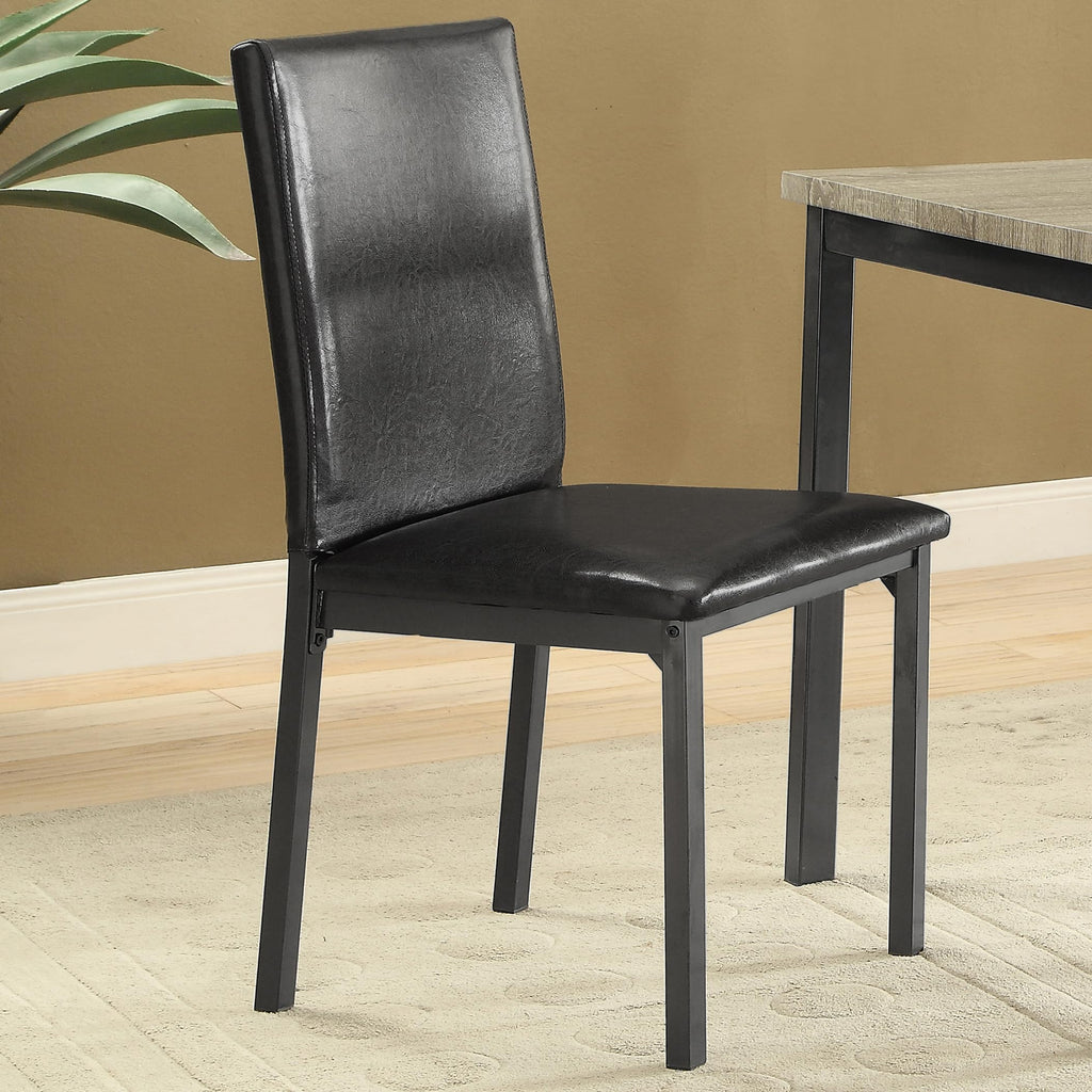 Coaster Home Furnishings Garza Set of 2 Modern Faux Leather Upholstered Dining Parson Side Chair Black and Grey 100612