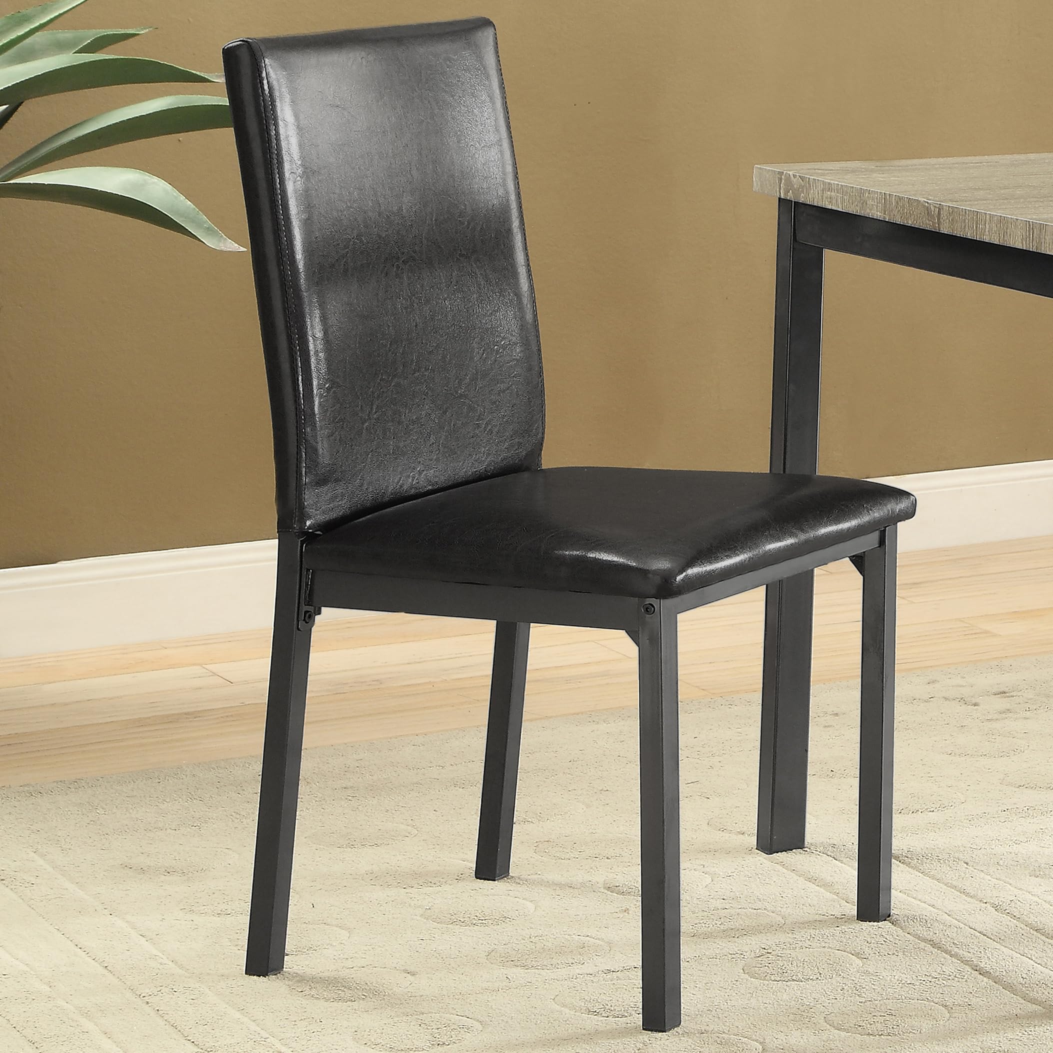 Coaster Home Furnishings Garza Set of 2 Modern Faux Leather Upholstered Dining Parson Side Chair Black and Grey 100612