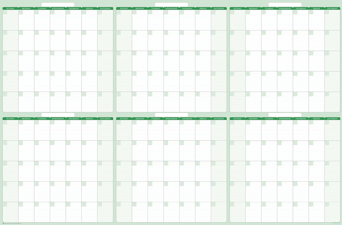 36' X 56' Earth Green 180-Day Task, Goals And Objective Erasable Wall Planner - 6-Month Erasable Calendar - Large Monthly Plan