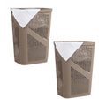Mind Reader 60L Slim Laundry Hamper, Clothes Basket, Lid, Ventilated, Plastic, 17.25L x 13.75W x 23.5H, Set of 2, Tan