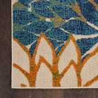 Nourison Aloha Indoor/Outdoor Blue Green 2'3' X 8' Area Rug, Easy Cleaning, Non Shedding, Bed Room, Living Room, Dining Room, Backyard, Deck, Patio (2X8)