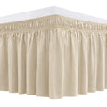 Biscaynebay Wrap Around Bed Skirts For King & Cal King Beds 16' Drop, Light Camel Adjustable Elastic Dust Ruffles Easy Fit Wrin