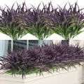 16 Bundles Artificial Plants Outdoor Fake Grass Greenery Stems UV Resistant Faux Plastic Plants Shrubs for Spring Summer Home Ga