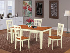 East West Furniture NICO5-WHI-W 5 Piece Dining Room Table Set Includes a Rectangle Kitchen Table with Butterfly Leaf and 4 Dining Chairs, 36x66 Inch, Buttermilk & Cherry