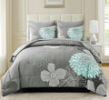 Yiran 7 Pieces Bed In A Bag Floral Comforter Set Green Flowers Bedding Set Soft Microfiber King Comforter Sets With 1 Comforter