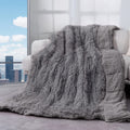 Cottonblue Faux Fur Reversible Sherpa Weighted Blanket 15Lbs,Luxury Snugly Long Fur Warm Heavy Blanket 60X80 Inches,Super Soft F