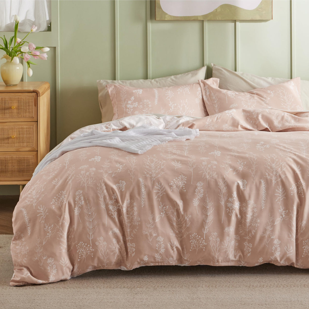 Bedsure Duvet Cover King Size - Cute Reversible Floral Duvet Cover Set With Zipper Closure, Pink Bedding Set, 3 Pieces, 1 Duvet