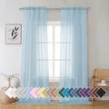 Aiyufeng 2 Pack: Basic Sky Blue Sheer Curtain Drapes 90 Inch Length 2 Panels for Living Room, Light Filtering Voile Drapes for B