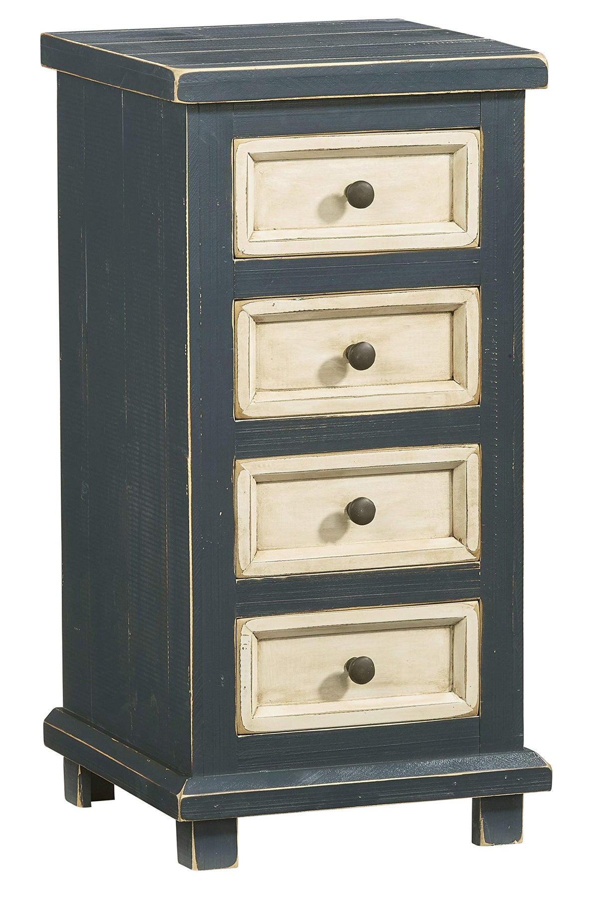 Progressive Furniture Sallie 4 Drawer Chairside Chest Table Antique Navy