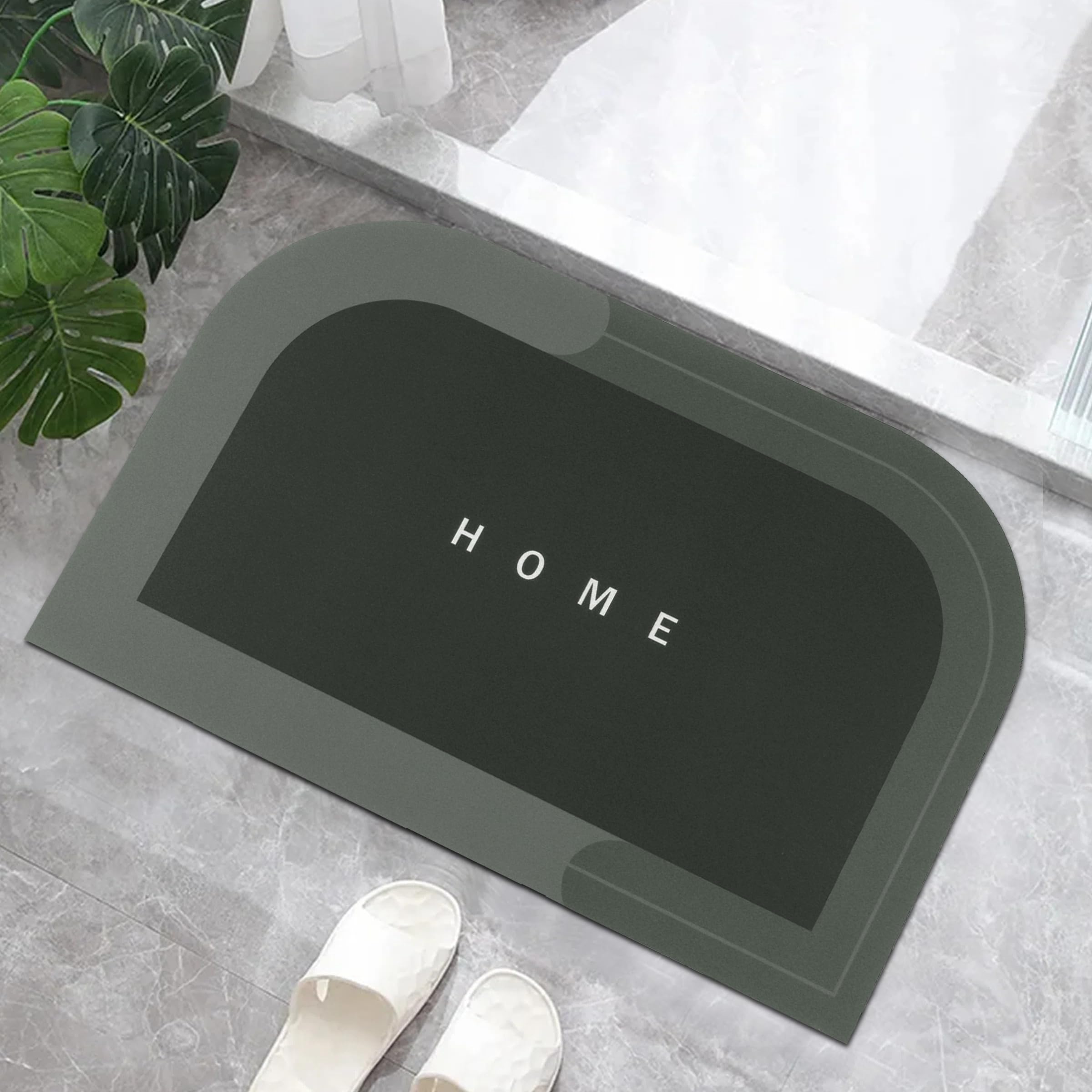 Story@Home AntiSlip Bathroom Mat  WaterAbsorbent Rubber Floor Mat, Bath Mat For Home, Bedroom & Hall, Solid Dark Green, 60X40