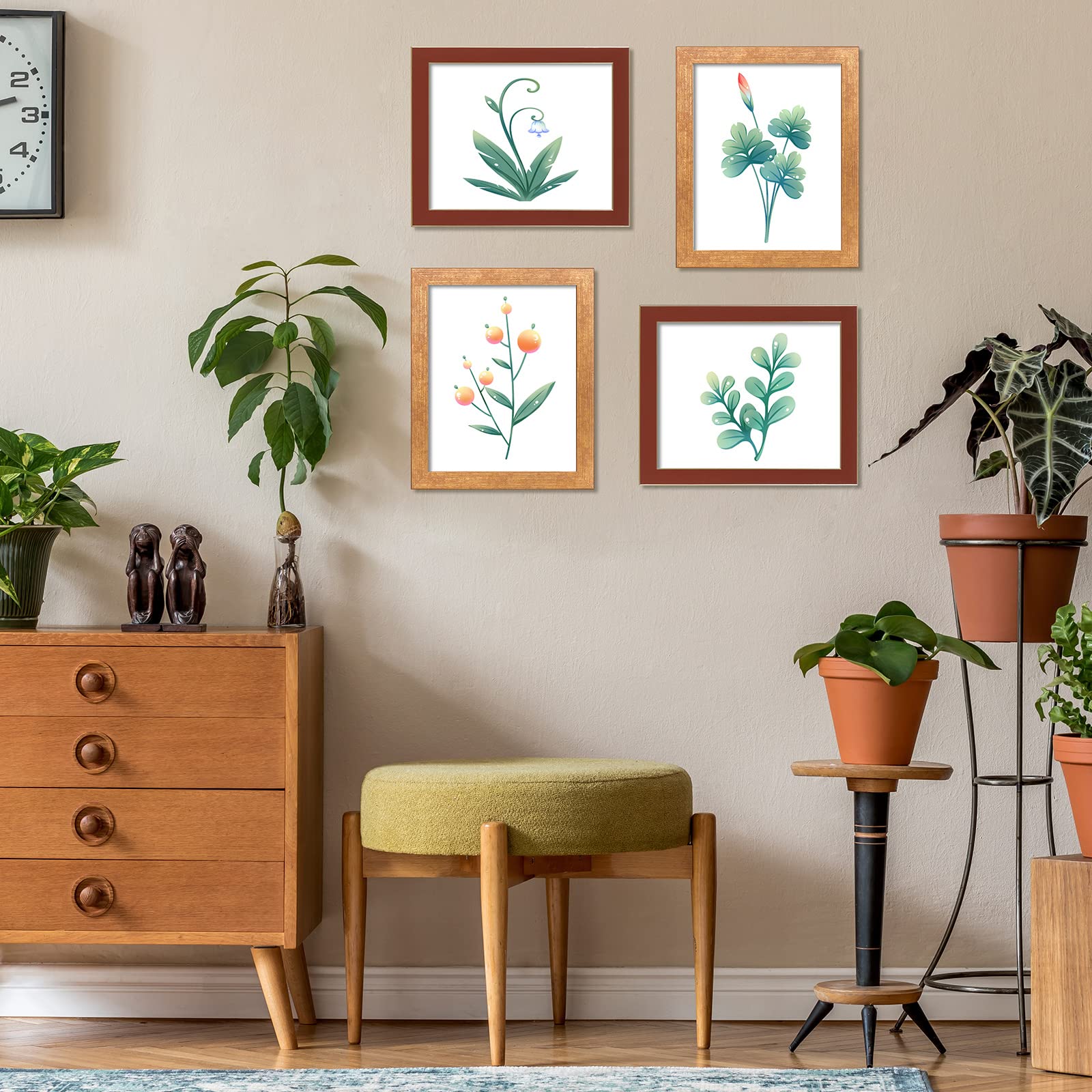 Core Art 4X4 Picture Frame Gold Photo Frames Set Of 2, Square Colorful Frame With Hd Plexiglass, Wall Or Tabletop Display