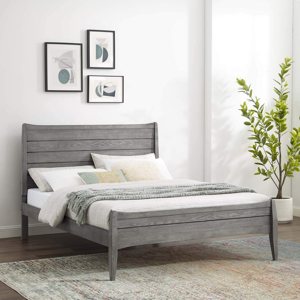 Modway Georgia Queen Wood Platform Bed In Gray