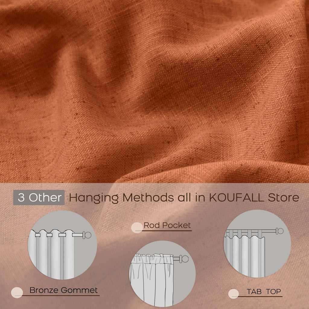 Koufall Fall Curtains For Kitchen,Burnt Orange Sheer Curtains For Bathroom Window,45 Inch Length