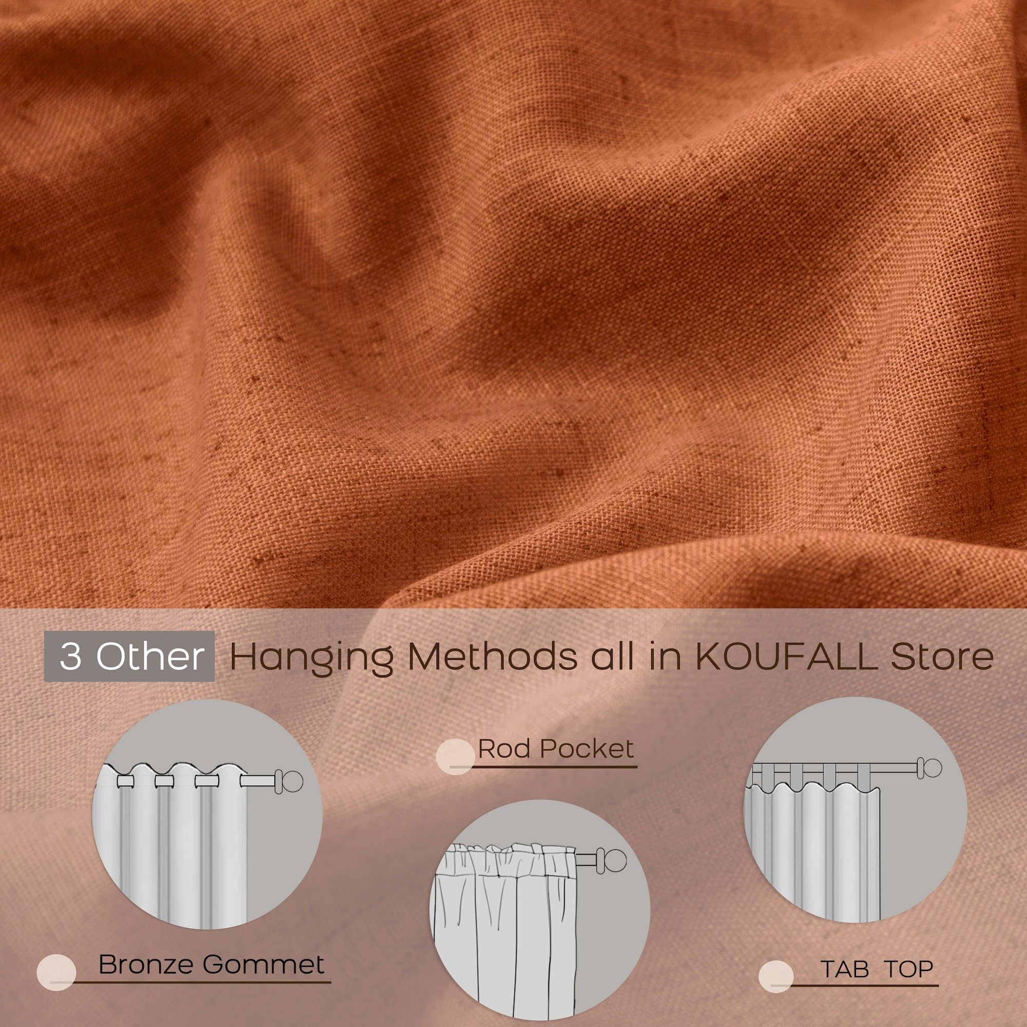 Koufall Fall Curtains For Kitchen,Burnt Orange Sheer Curtains For Bathroom Window,45 Inch Length