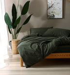 F.Y.Dreams 100% Washed Cotton Duvet Cover For Weighted Blanket 60X80 Inches With 8 Ties, Zipper On Long Side/Forrest Green/Just