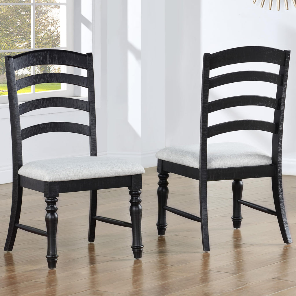 Steve Silver Odessa Side Chair, Farmhouse, Black, Dining, Cushioned Seat Set of 2 Chairs