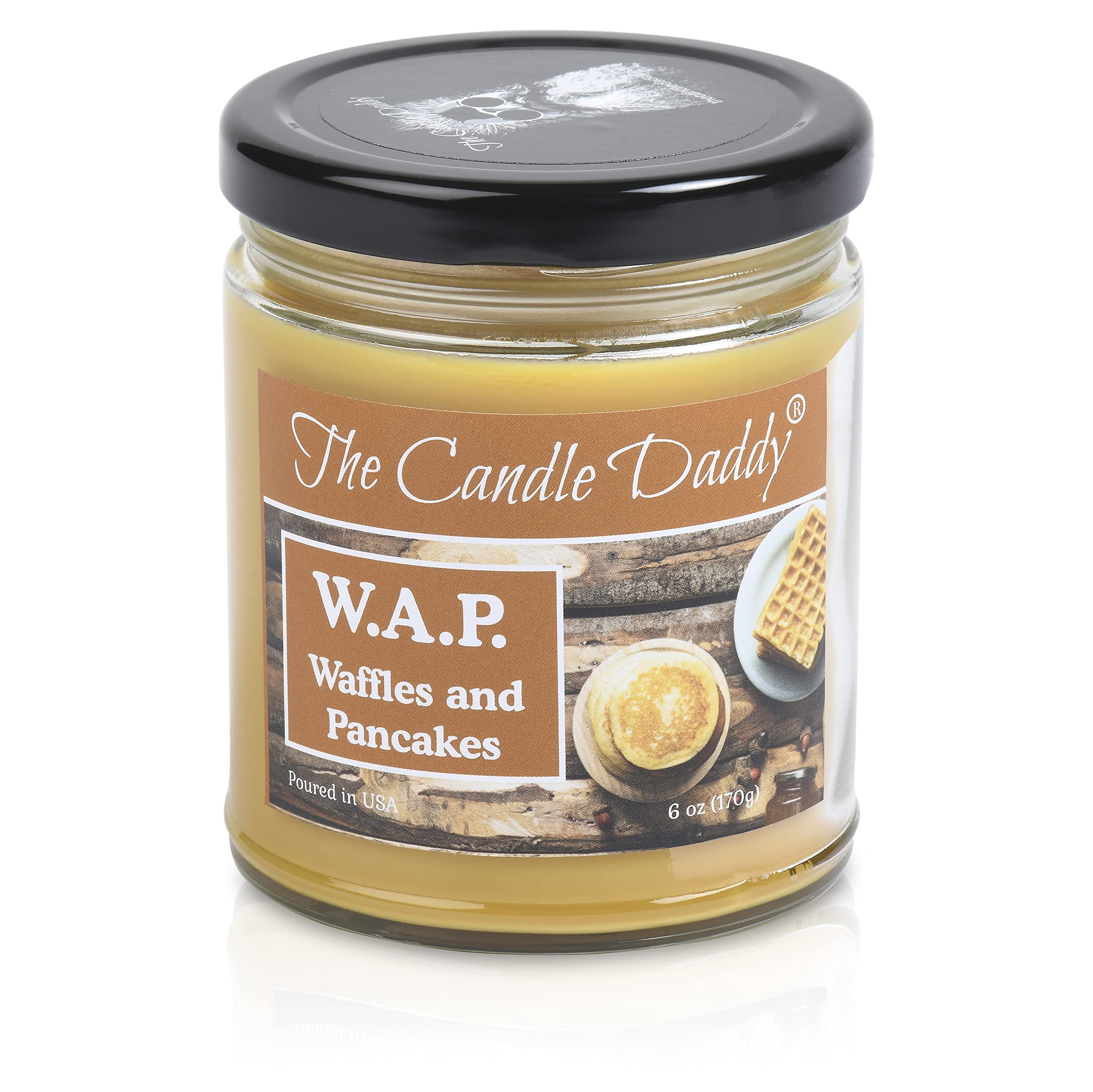 W.A.P. - Waffles and Pancakes - Waffles and Pancakes with Syrup and Butter Scented - Funny 6 Oz Jar Candle - 40 Hour Burn Time W