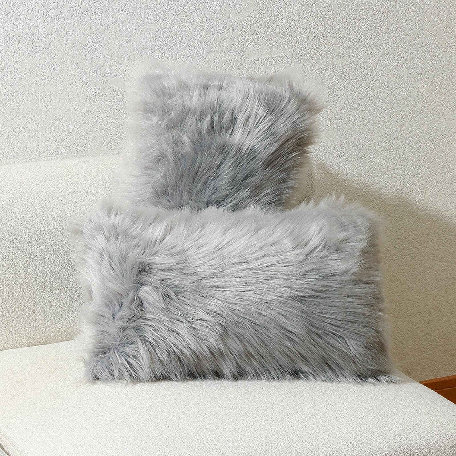 Excluding Insert Faux Fur Sheepskin Pillow Cover 2 Pcs Super Soft Fluffy Cushion Plush Pillow Case New Luxury Series Living Room
