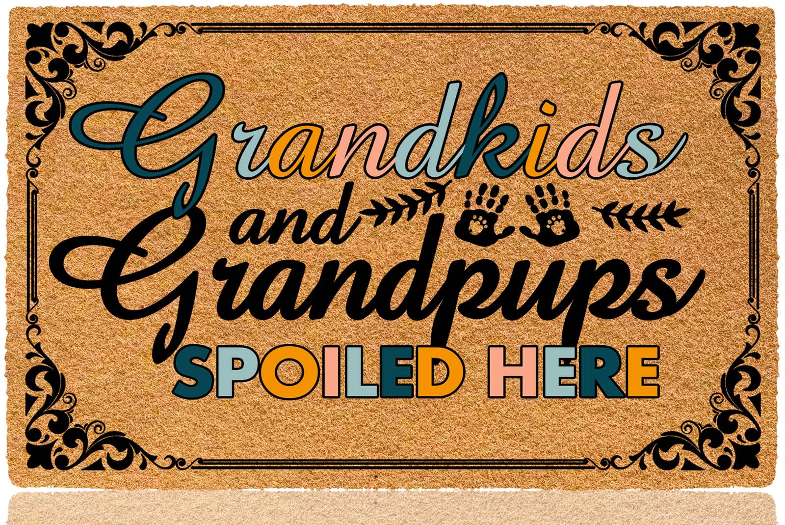 Bouulm Grandkids And Grandpups Spoiled Here 30'X18' Personalized Door Mat - Welcome Mats For Front Door, Indoor/Outdoor Entran