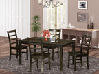 East West Furniture CAPF5-CAP-W 5 Piece Dining Room Table Set Includes a Rectangle Kitchen Table and 4 Dining Chairs, 36x60 Inch, Cappuccino