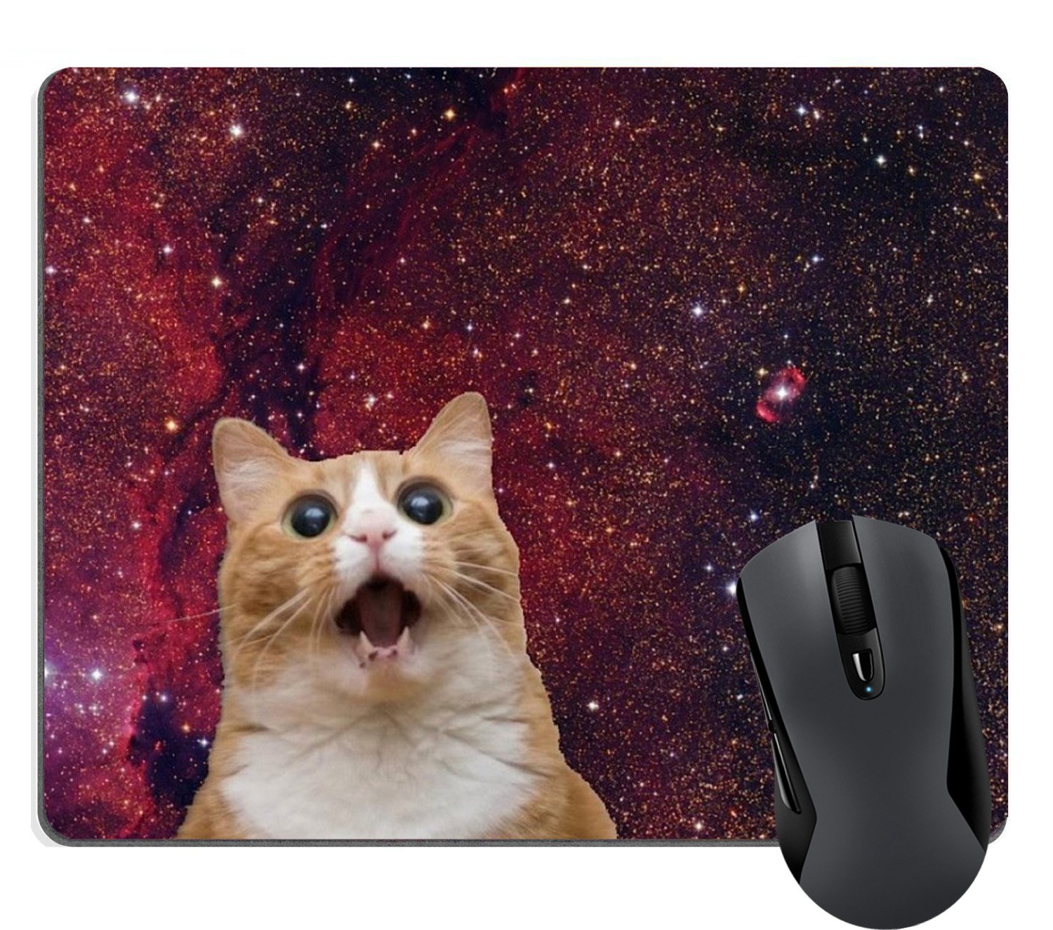 Wknoon Cute Space Cat Mouse Pad, Lovely Galaxy Kitten Screaming In Space Gaming Mouse Pads For Office Desk