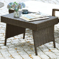 Goflame Wicker Table Patio Outdoor Poolside Garden Lawn Bistro Foldable Portable Leisure Standing Coffee Side Table, Espresso Brown
