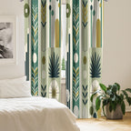 Ambesonne Mid Century Modern Window Curtains Pack Of 2, Abstract Circles Leaves And Stripes In Nature Color Palette, Lightweight