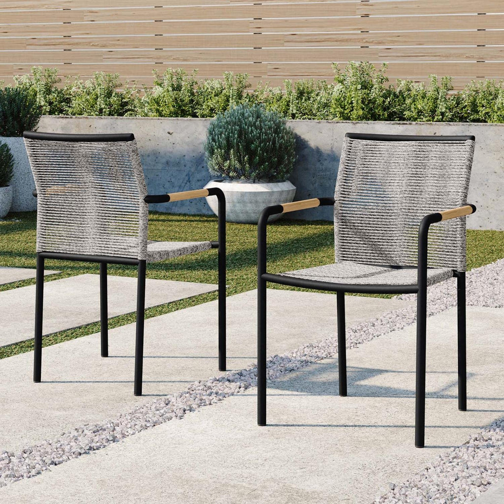 Modway Serenity Aluminum Outdoor Patio Armchairs In Light Gray (Set Of 2)