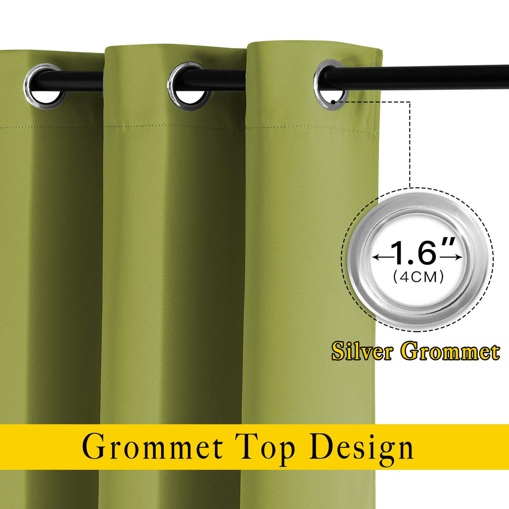 Nicetown Green Blackout Draperies Curtains - Window Treatment Thermal Insulated Solid Grommet Blackout Curtains/Drapes For Holid