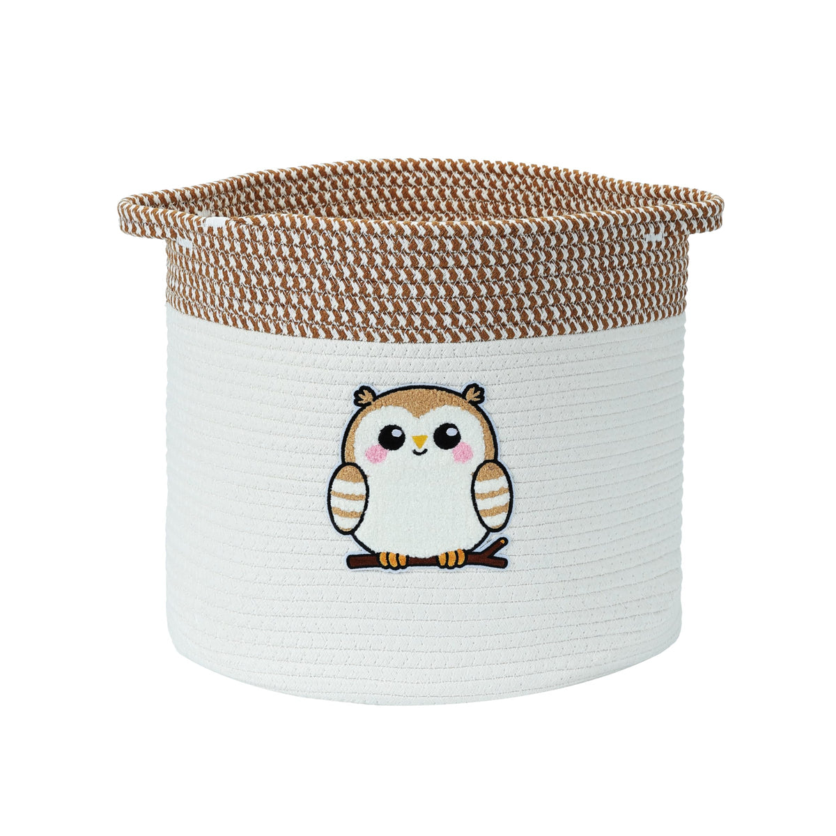 Goodheim Owl Small Toy Basket for Kids, Brown Woven Rope Toy Box, 11.8