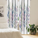 Ambesonne Leaves Window Curtains Pack Of 2, Watercolor Style Tall Leafy Branches On Bar Look Striped Pastel Colorful, Lightweigh