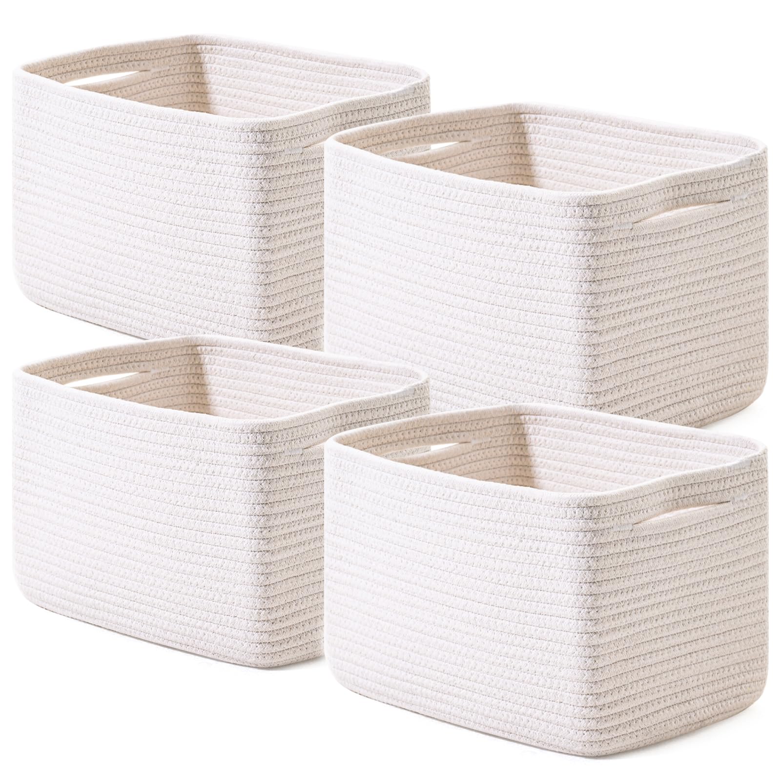 ICERZCZ Storage Baskets for Organizing, Woven Baskets for Storage, Storage Baskets Bin for Shelves, Cotton Rope Basket with Hand