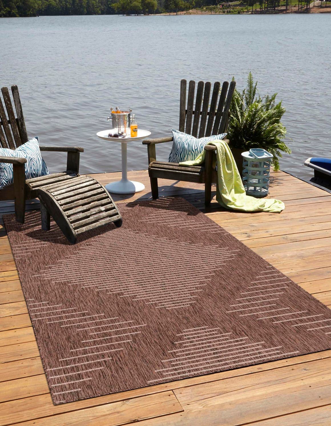 Unique Loom Outdoor Modern Collection Area Rug - Tambor (7' 10' X 10' Rectangle, Brown/ Ivory)