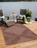 Unique Loom Outdoor Modern Collection Area Rug - Tambor (6' 1' X 9' Rectangle, Brown/ Ivory)
