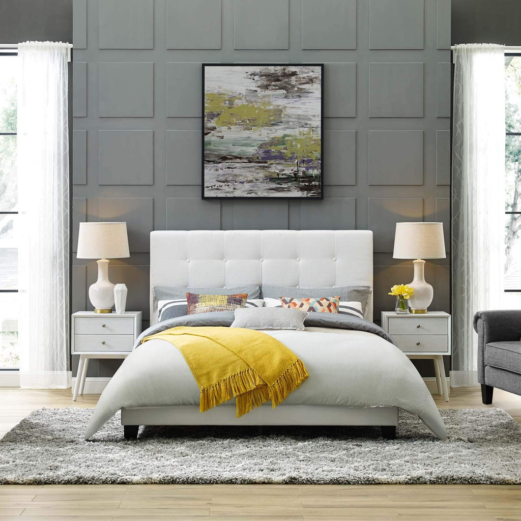 Modway Melanie Tufted Fabric Upholstered Full Platform Bed In White