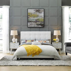 Modway Melanie Tufted Fabric Upholstered King Platform Bed In White