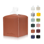 Connsole Casa Premium PU Leather Tissue Box Holder - Elegant Hotel-Style Camel Tissue Box Cover for Enhanced D  cor of Home, Off