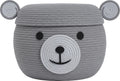 15x12 Inch Bear Hamper with Lid, Handcrafted Cotton Rope Animal Storage Basket, Woven Teddy Bear Bin for Kids Bedroom Playroom, 