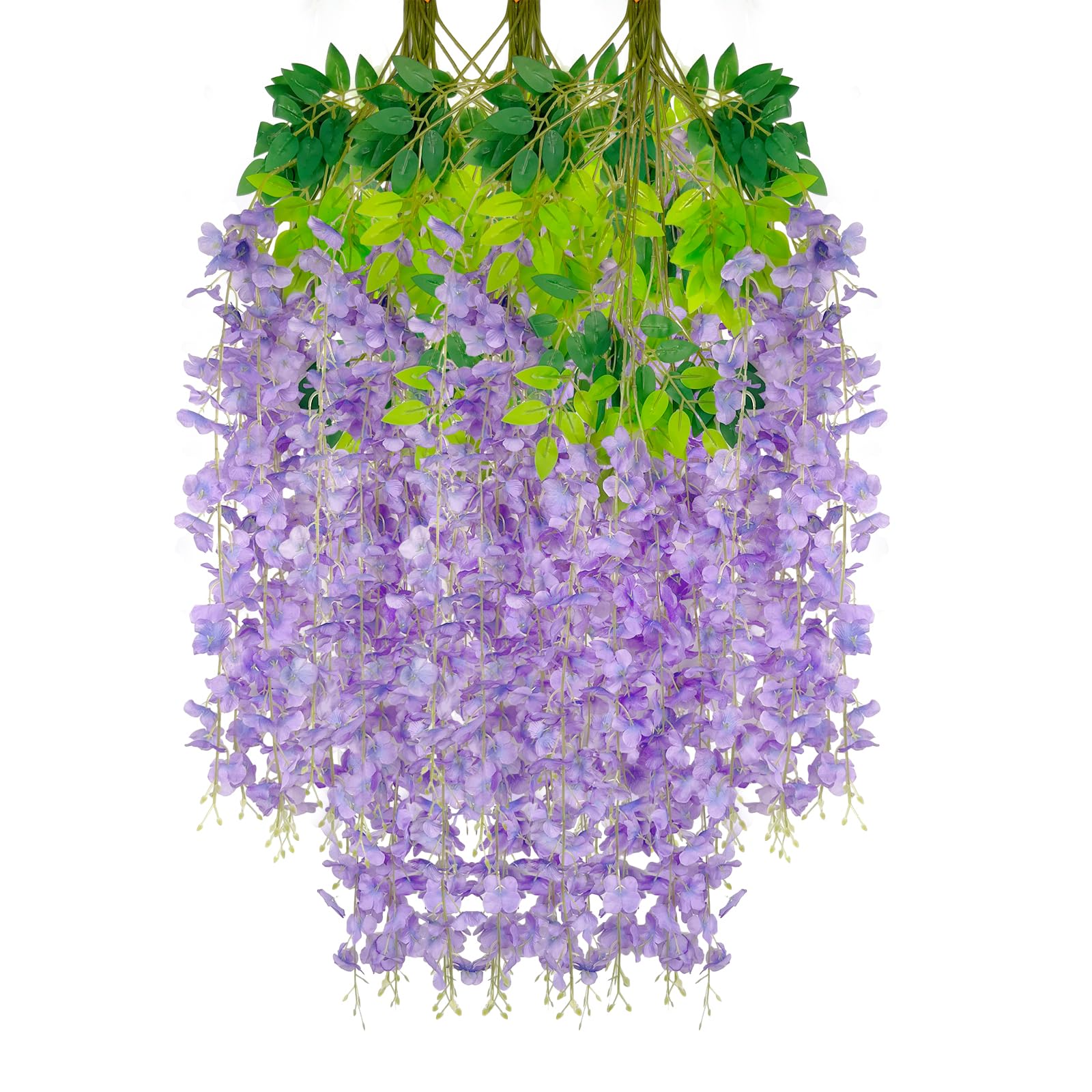 12 Pack Light Purple Wisteria Hanging Flowers Garland, 3.77 Ft Light Purple Artificial Wisteria Flower Vines, Fake Light Purple 