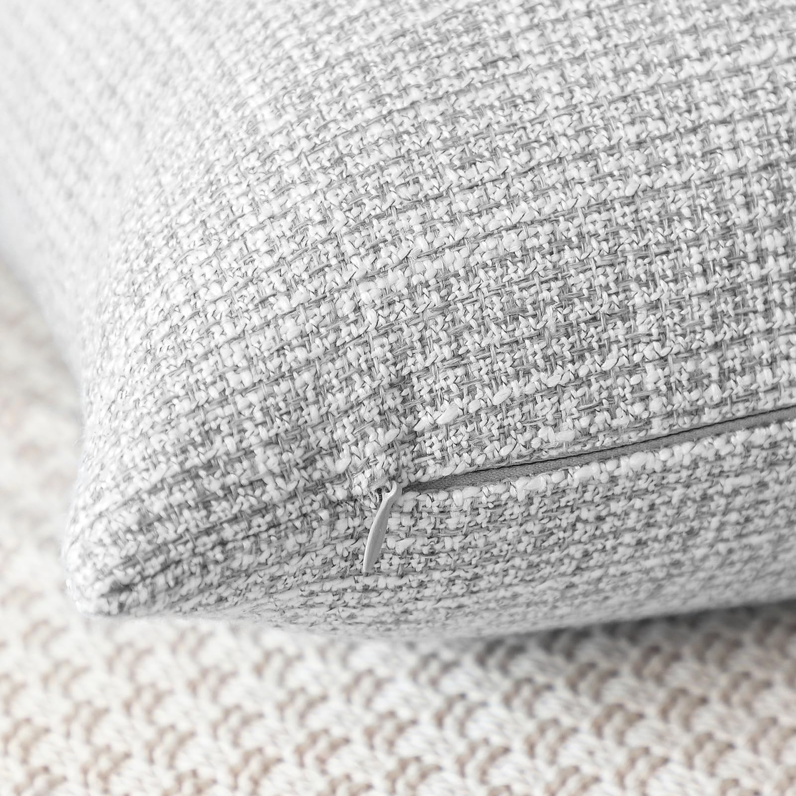 Otostar Linen Throw Pillow Covers Set Of 2 Decorative Square Pillowcases Cushion Covers 16X16 Inch For Home Decor Sofa Bedroom Car 40 X 40Cm Light Grey