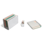 U Brands Arc Desk Filing Kit, Office Supplies, Gray, With Paper Tray, File Box, Pencil Cup, 3 Pieces